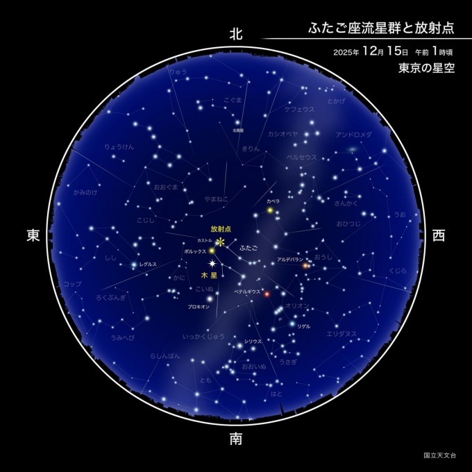ふたご座流星群星図